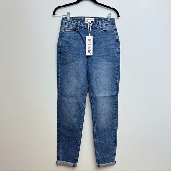 ASOS Urban Bliss Women’s 4 Slim High Rise Mom Jeans In Dark Blue NEW - Picture 1 of 10